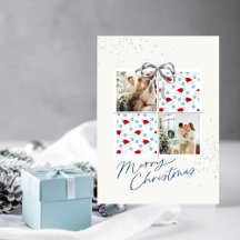 2-Foto-Weihnachtsgeschenkkarte Santa-Hüte Silberbo