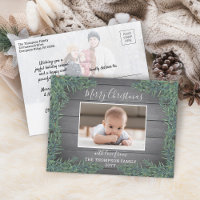 2 Foto Weihnachtsgrün & Rustikales Graues Holz
