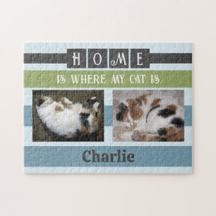2 Foto Zuhause ist Katze oder Hund hinzufügen Name Puzzle
