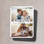 2 Fotocollage Familienname KANN FARBE AUSSTELLEN Magnet<br><div class="desc">Verwenden Sie bis zu zwei horizontale oder selbstständige Fotos,  um ein individuelles Geschenk zu kreieren. Oder man behalte den Hipster Welpe und macht einen trendigen Sake. Wenn Sie die Bilder anpassen müssen,  klicken Sie auf das Werkzeug anpassen,  um Änderungen vorzunehmen.</div>