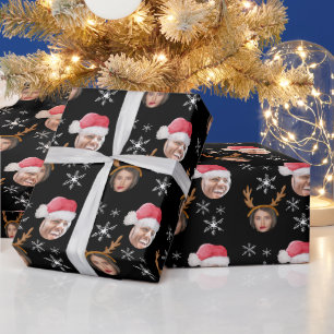 2 Fotocollage Santa und Reinreder Geschenkpapier