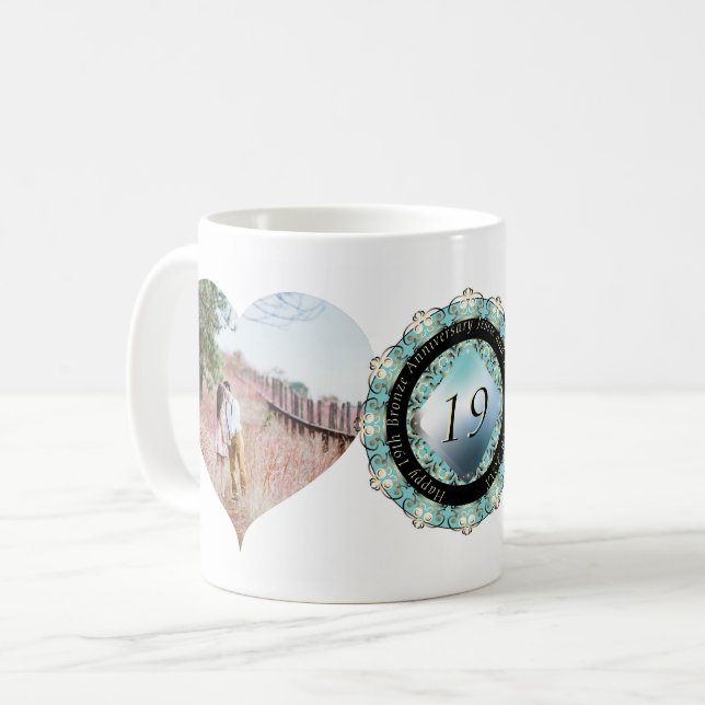 2 Fotos19. Hochzeitstag Kaffeetasse (Vorderseite Links)