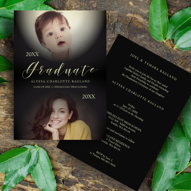 2 Fotos Abschluss Dann & Jetzt Moderne Einladung (Von Creator hochgeladen)