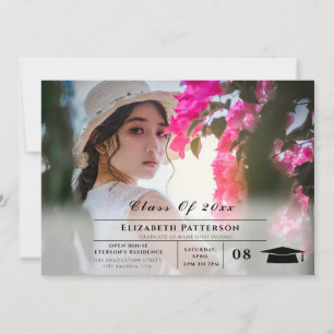 2 Fotos Abschluss, einfach, elegantes Script Einladung