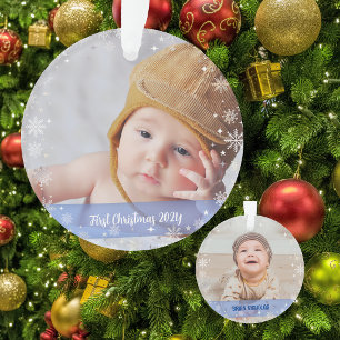 2 Fotos Elegante First Christmas Schneeflocken Ornament