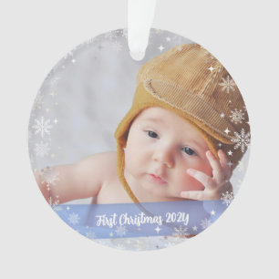 2 Fotos Elegante First Christmas Schneeflocken Ornament