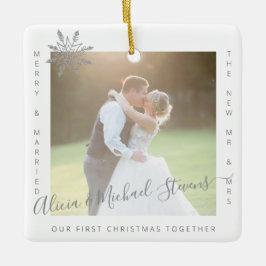 2 Fotos Erstes Weihnachtsfest Herr und Frau verhei Keramikornament