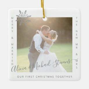 2 Fotos Erstes Weihnachtsfest Herr und Frau verhei Keramikornament