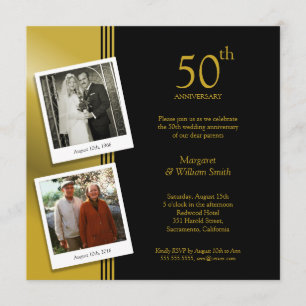 2 Fotos Goldenes 50. Hochzeitsszenario Party Einladung