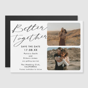 2 Fotos Save the Date besser Schwarz-weiß Magnetkarte