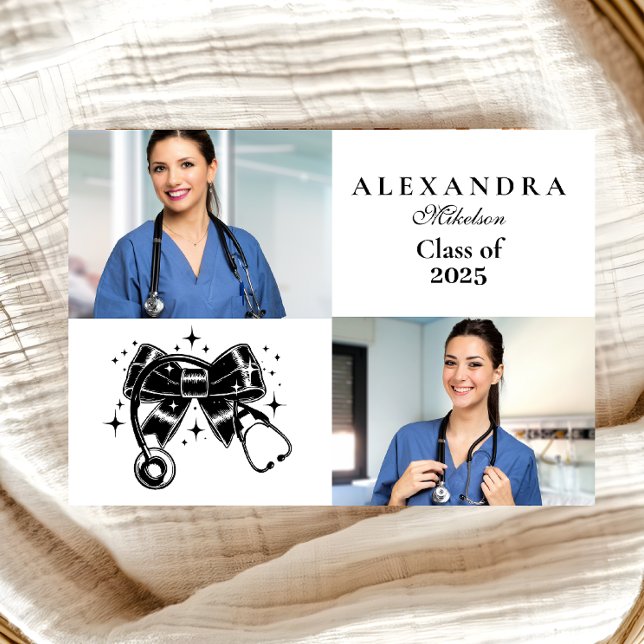 2 Fotos Schulabschluss in der Black Bow Nursing Sc Ankündigung (Von Creator hochgeladen)