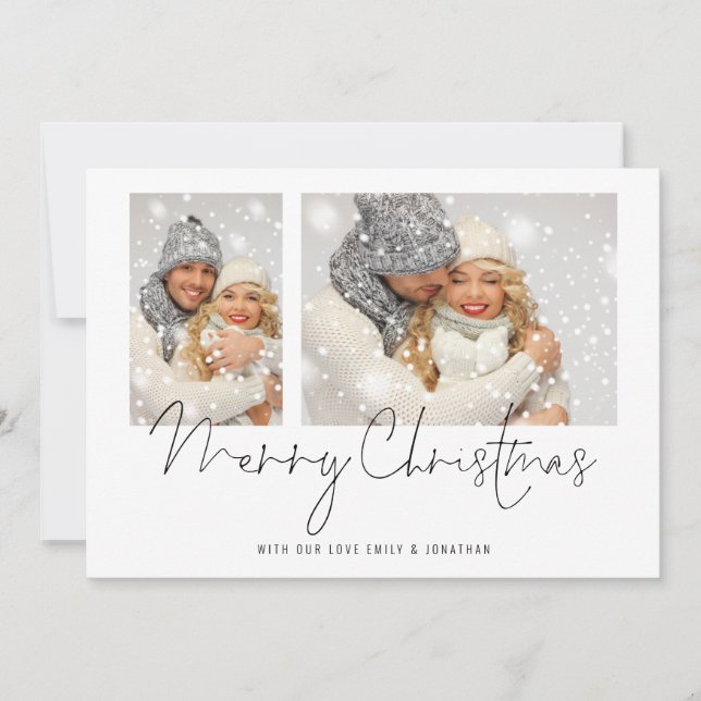 2 Fotos Script Couple Mercury Christmas Card (Vorderseite)