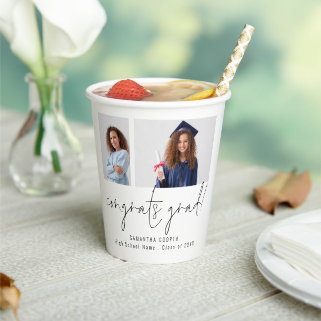 2 Fotos Script Glückwunsch Grand Danke Pappbecher (In Situ)