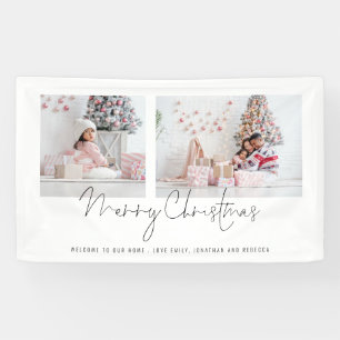 2 Fotos Script Willkommensnamen Frohe Weihnachten Banner