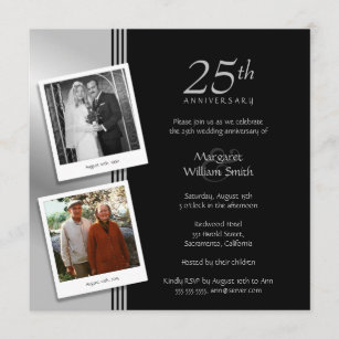 2 Fotos Silber 25. Hochzeitstag Party Einladung