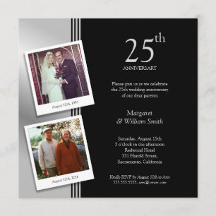 2 Fotos Silberne Hochzeit 25. Hochzeitstag Party Einladung