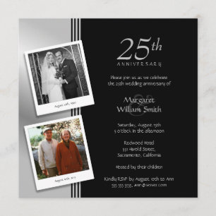 2 Fotos Silberne Hochzeit 25. Hochzeitstag Party Einladung
