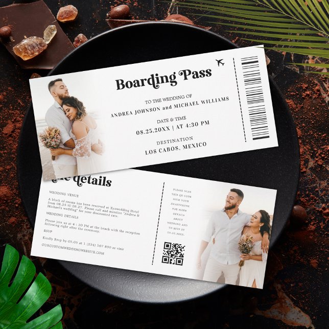 2 Fotos Zielfahrkarte Boarding Pass Hochzeit Einladung (Von Creator hochgeladen)