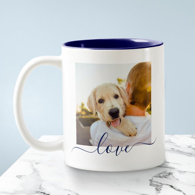 2 Fotovorlage Doppelseitige Liebe Text Blau Zweifarbige Tasse (Von Creator hochgeladen)