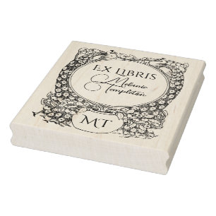 2 Friedhöfe rund gepottete Pflanze Ex Libris Name Gummistempel