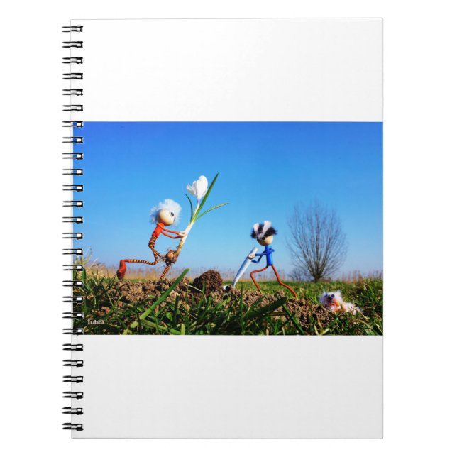 2 Fubby's die een bol krokus planten. Notizblock (Vorderseite)