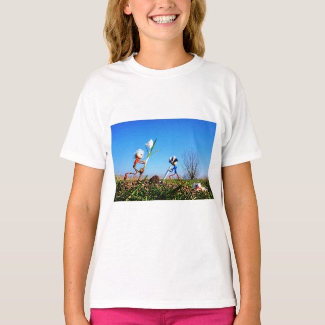 2 Fubby's die een bol krokus planten. T-Shirt (Vorderseite)