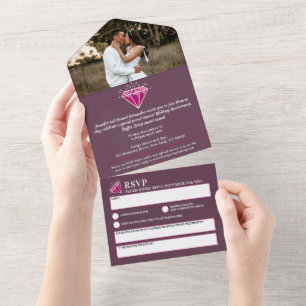 2. Garnet Hochzeitstag Party Edelstein Rot All In One Einladung