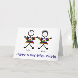 2 Gay Stickmen Romantische Grußkarte Maßgeschneide Feiertagskarte