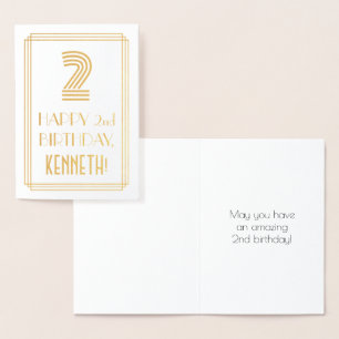 2. Geburtstag - Art Deco Inspiriert Aussehen "2" & Folienkarte