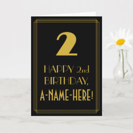 2. Geburtstag ~ Art Deco Inspiriert Look "2" & Nam Karte