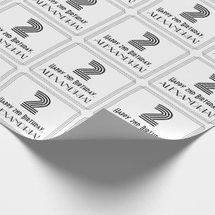 2. Geburtstag: Art Deco Inspiriert Stil "2" + Name Geschenkpapier