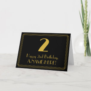 2. Geburtstag: Art Deco inspiriertes Aussehen "2"  Karte