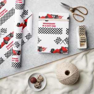 2. Geburtstag: Aufwachsen von zwei schnellen Rennw Geschenkpapier