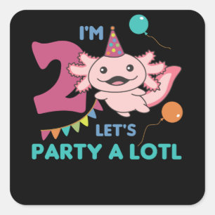 2. Geburtstag Axolotl 2 Jahre alt Sweet Axolotls Quadratischer Aufkleber
