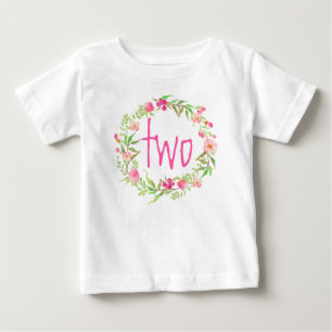2. Geburtstag Baby Girl Watercolor Blumenreath-2 T-shirt