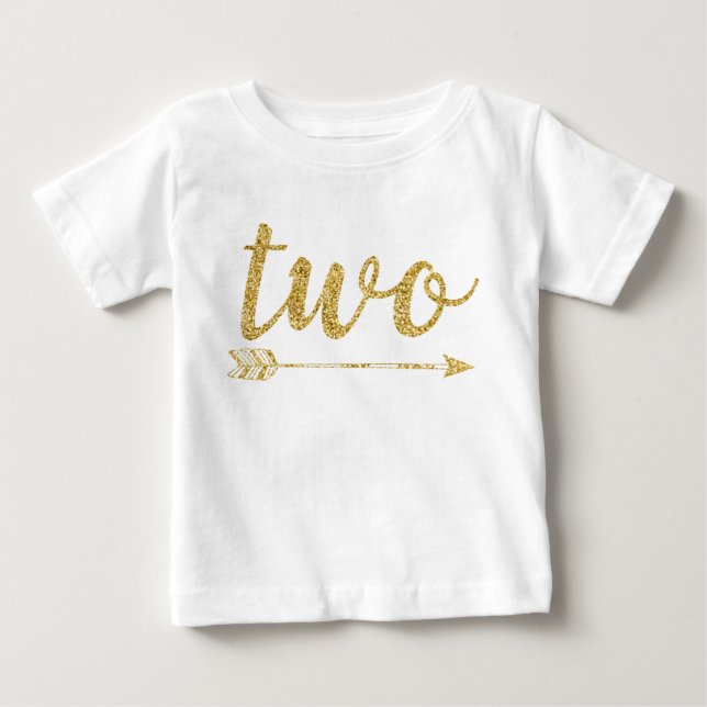 2. Geburtstag Baby Glitzer Print T-shirt (Vorderseite)
