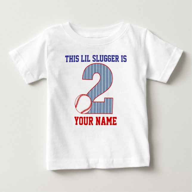 2. Geburtstag Baseball Personalisierter T - Shirt (Vorderseite)
