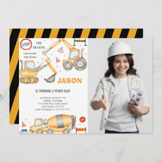 2. Geburtstag Bauboy Foto Einladung