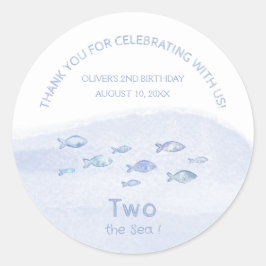2. Geburtstag blauer Seefisch niedlich vielen Dank Runder Aufkleber
