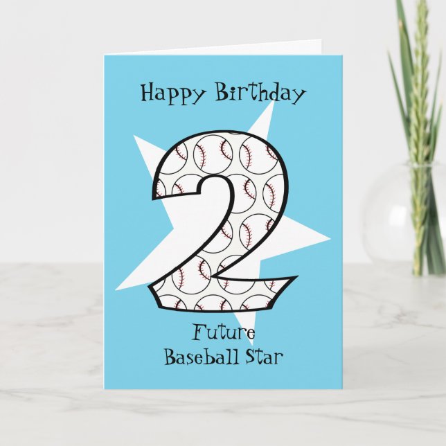 2. Geburtstag Blue Baseball Star Card Karte (Vorderseite)