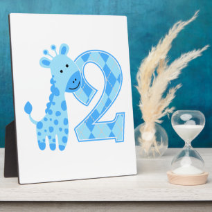 2. Geburtstag Blue Giraffe Fotoplatte