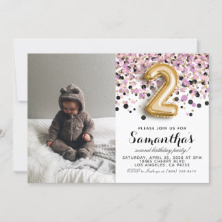 2. Geburtstag Confetti Portrait Einladung