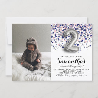 2. Geburtstag Confetti Portrait Einladung