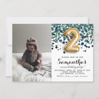 2. Geburtstag Confetti Portrait Einladung