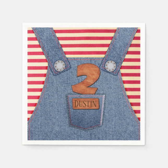 2. Geburtstag Denim Overalls Paper Napkin Serviette (Vorderseite)