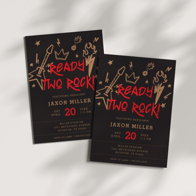 2. Geburtstag des "Two Rock Kids' Metal Einladung (Von Creator hochgeladen)