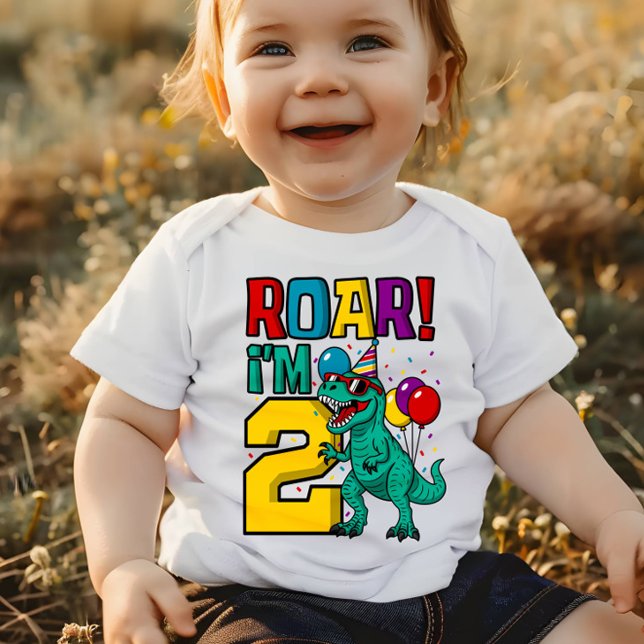 2. Geburtstag Dinosaur Roar Baby T-shirt (Von Creator hochgeladen)