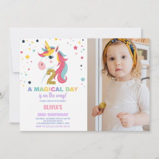 2. Geburtstag Einhorn Geburtstag Einladung Foto
