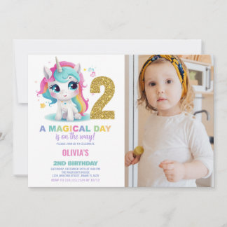 2. Geburtstag Einhorn Geburtstag Einladung Foto