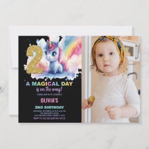 2. Geburtstag Einhorn Geburtstag Einladung Foto